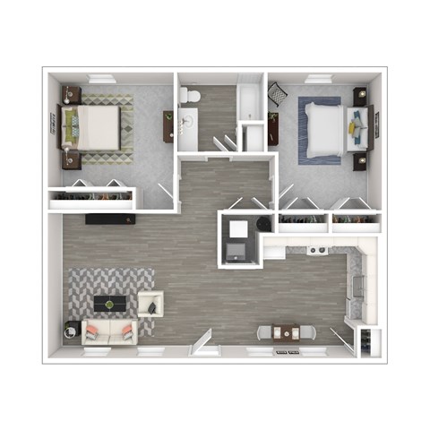 Floor plan for 2 beds, 1 bath, 1120 sqft
